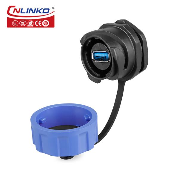 Cnlinko Connector Supplier YM24 USB 3.0 Panel Mount Data Connector IP67 Waterproof USB Connector