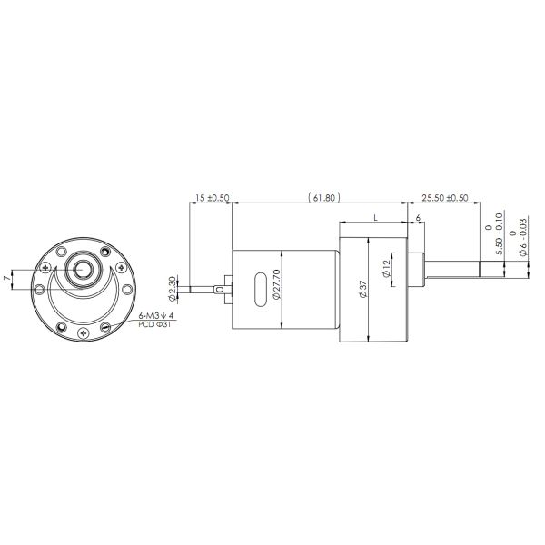 ROHS LINO moteur à engrenages à courant continu de forme ronde 190g GM37 pour imprimantes d'étiquettes Obturateur automatique