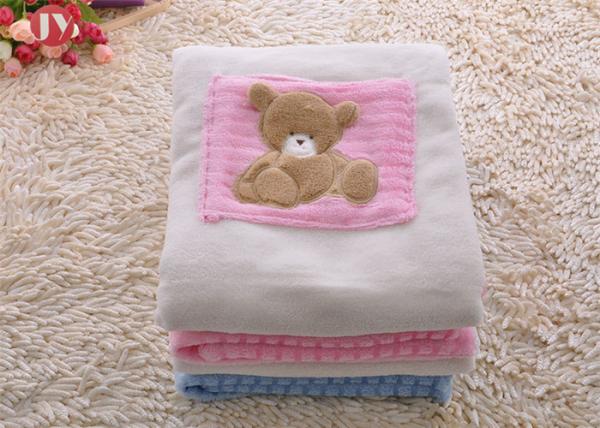 100% Polyester Knitted cute Animal  embroidery Baby Blanket China Factory Supply Blanket With Animal Heads