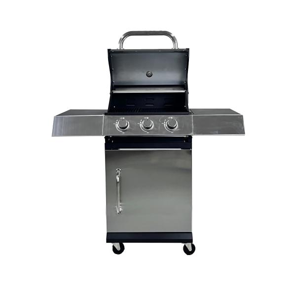 3 1 Burners Stainless Steel Gas Grill for Outdoor Cooking on 110x44x112 cm Trolley