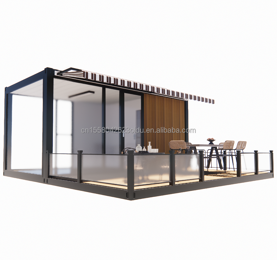 Boutique 20 pieds Restaurant mobile et bar 10 pieds 20 pieds Expédition conteneur en bois cuisine en acier galvanisé pliage 180g cadre en acier