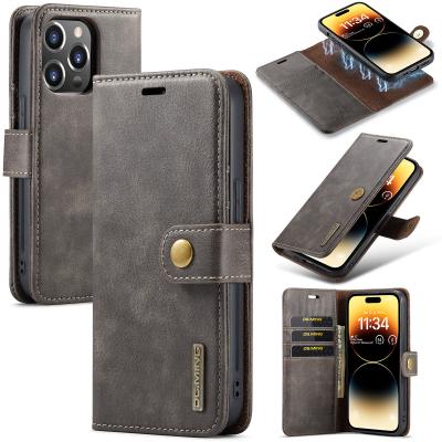 Carteira Flip Lanyard Capa de telefone Dg.Ming Pu Couro Carteira de telefone móvel para iPhone 15 Pro Max
