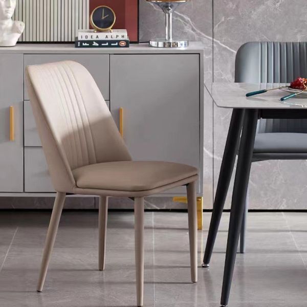 High Back Leather Dining Chair Without Arms , Upholstered Slipcover Dining Chair