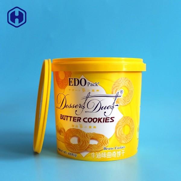 Thin Wall Round Plastic Cookie Containers 84OZ 400G With Single Handle