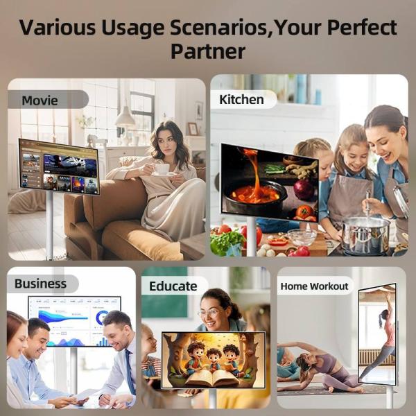 21.5 Inch Smart Portable Monitor Screen Digital Signage Display Moving Touch Screen Monitor Android 15 Smart Tv Rollable Tablet