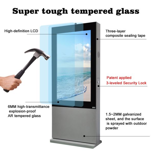 IP65 Waterproof Dustproof Outdoor LCD Advertising Screen 55 Inch