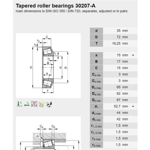 Single Row Taper Roller Bearings NSK HR30207J Bearing 35×72×18.25mm Used In Conveyor