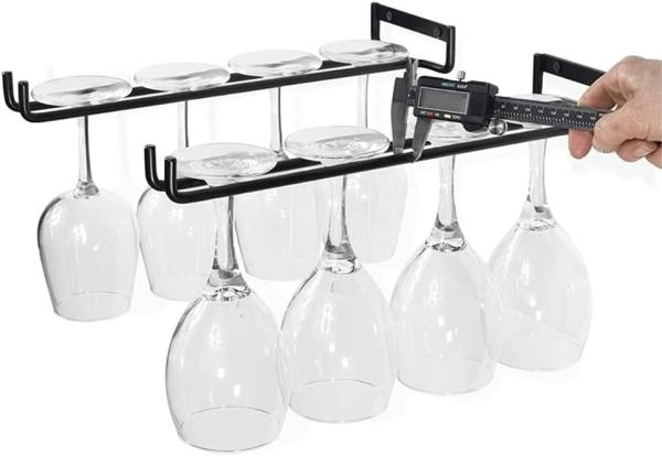 12 polegadas Wine Glass Rack 2 Pacote Ferro Suspensão Porta-Copas Armazenamento Pendente Parede Montado para Bar Gabinete de Cozinha