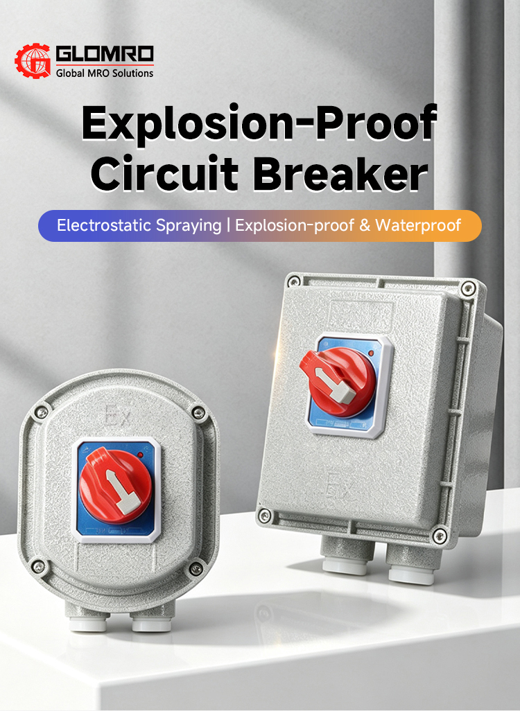 Square Double Pole Explosion-Proof Circuit Breaker IP65 Ex Db Eb Iib T6 6ka Surface Mount AC220/380V Industrial Use

