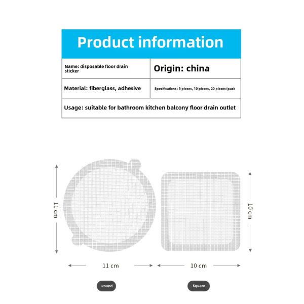Self Adhesive Disposable Fiber Filter Net Drain Sticker for Bathroom Kitchen Anti-Insect Masking