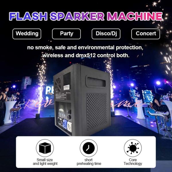 Sparkler Flash Fountain Waterfall Confetti Machine with DMX512 Control 2-5m Spray Height and Eco-Friendly Metal Powder for Stage Performances