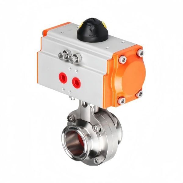Sanitary Tri Clamp Pneumatic Butterfly Valve 304 Stainless Steel Food Grade Air Operated Shut Off Valve