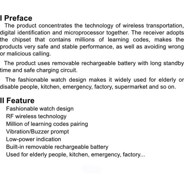 беспроводный аварийный аппарат портативная система звонка медсестры для инвалидов или старшего возраста