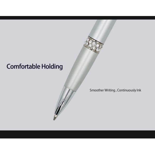 Elegant stylo à bille d'affaires en diamant avec anneau en incrustation Design 1.0mm stylo à bille cadeau