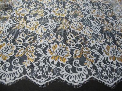 Golden Metallic Nylon Eyelash Lace Trimming For Dresses Fashion 140CM Width