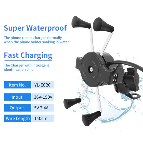 MORFAYER Dirt Bike Cell Phone Mount , 140cm 12W Bicycle Cell Phone Holder