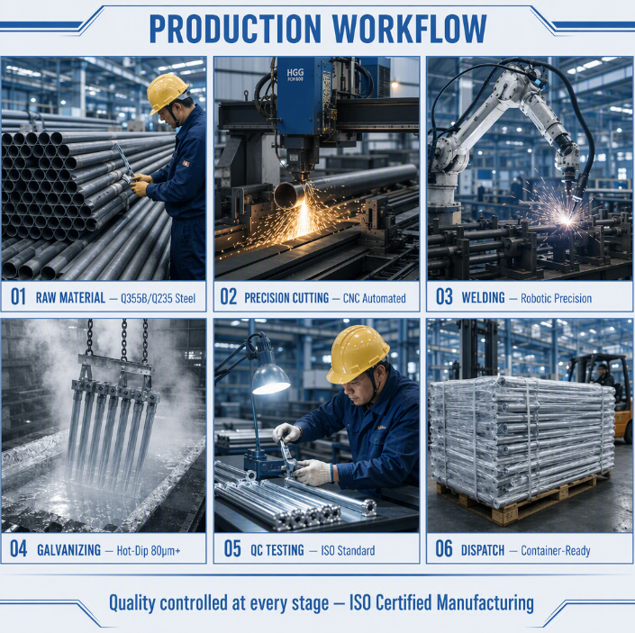 Hot Dip Galvanized Q235 Ringlock Scaffolding Vertical Standard 48.3mm