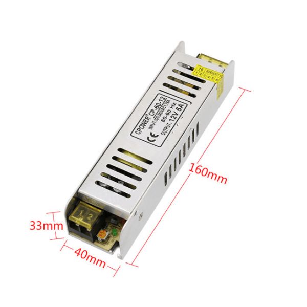Constant Voltage Output LED Lamp 12v dc 5a 60w Super Slim Long Thin Switch Power Supply