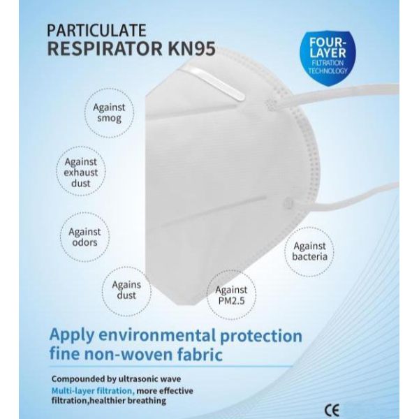 White Surgical Mask Kn95 N95 Protective Ce Security Protection 17.5*9.5cm