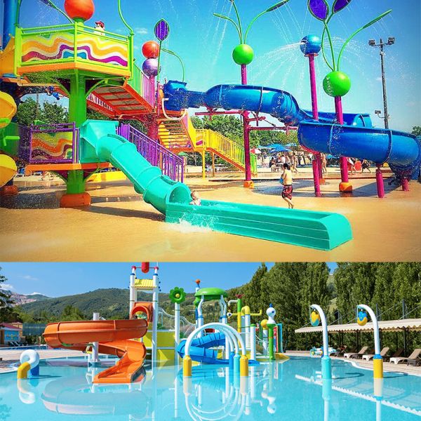 Interactive Water Play Childrens Splash Pad Water Slide Splash Park Equipment