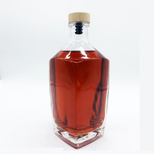 Collar Material Super Flint Material 700ml Empty Clear Alcohol Rum Whisky Spirit Vodka Glass Bottle for Liquor