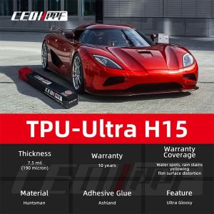 Противограбежная TPU Glossy 7.5mil PPF Ultra Glossy Hydrophobicity Прозрачная TPU-Ultra H15 Защитная пленка для автомобильной краски