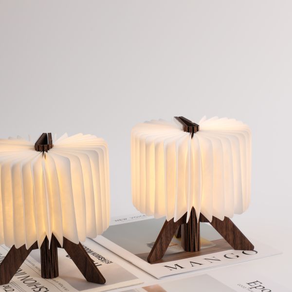Modern Handmade Curved Paper Origami Table Lamp LED Night Light For Office