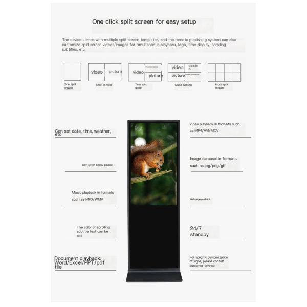 Outdoor Waterproof Floor Standing Touch Screen Kiosk Hotel Supermarket