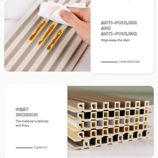 Panneaux muraux à flûte intérieurs en bois plastique composite imperméable à l'eau