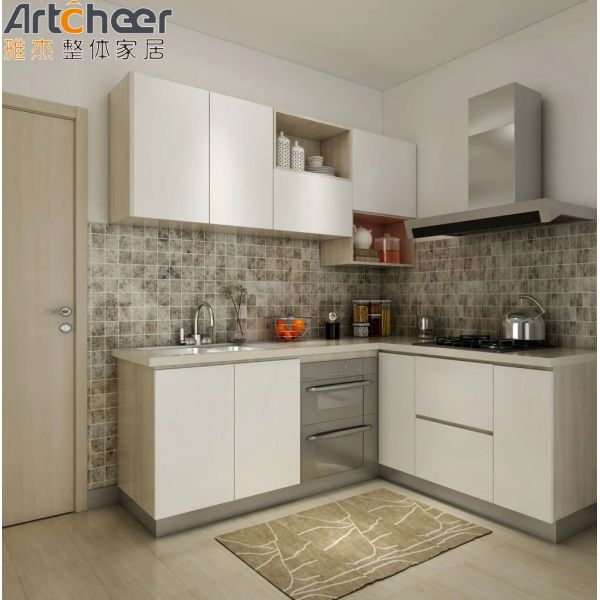 Custom Aluminium Door Small Size Design Minimalist Style L Shape Kitchen Cabinet