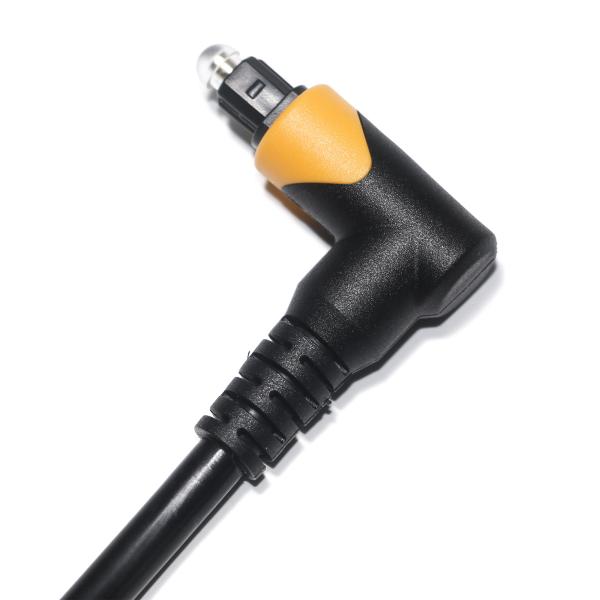 Sortie d'usine Câble audio à fibre optique Toslink Mâle Noir Jaune PVC 90 ° Interface carrée 0,6 M