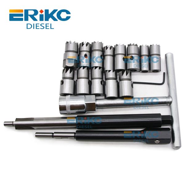 17PCS Fuel Injector Puller Removal Tool Auto Repair Tool Diesel Injector Seat Cutter Cleaner Set Vehicle Tools Kit for Universal Injector Cleaning