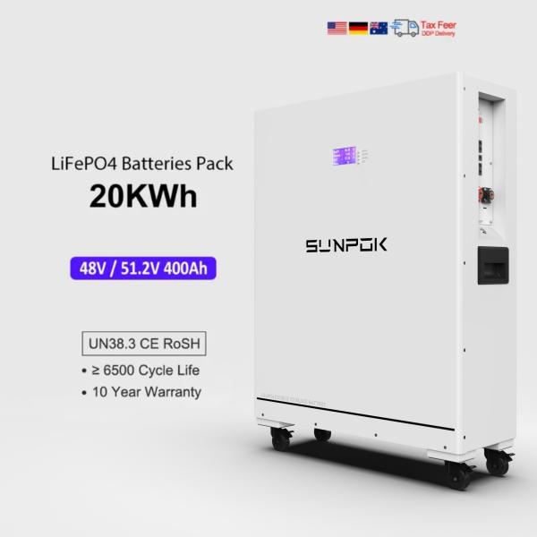 Batterie Lithium-Ion Lifepo4 48V 51.2V 400Ah 20kw Système Solaire Vertical Stockage d'Énergie Domestique