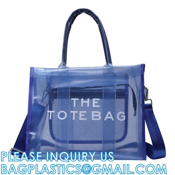 Wholesale Summer Clear Mesh PVC Beach Bags Transparent Design Tote Bags Women Luxury Handbags For Outdoor