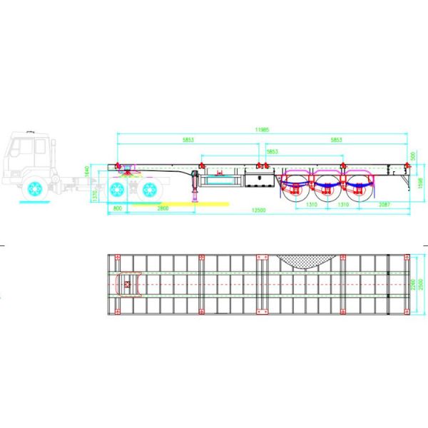 Jost 2.0 or 3.5 Inch King Pin 3 Axles 40FT Container Trailer in India and Africa