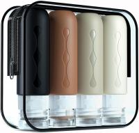 Wide Mouth Refillable Silicone Travel Bottle Kit Coffee Color 3oz/90ml
