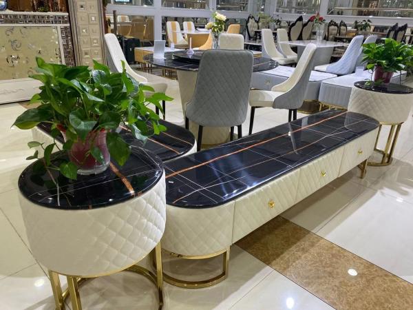 Luxury Style Marble Top Tv Table , Environmentally Friendly Modern Tv Cabinet