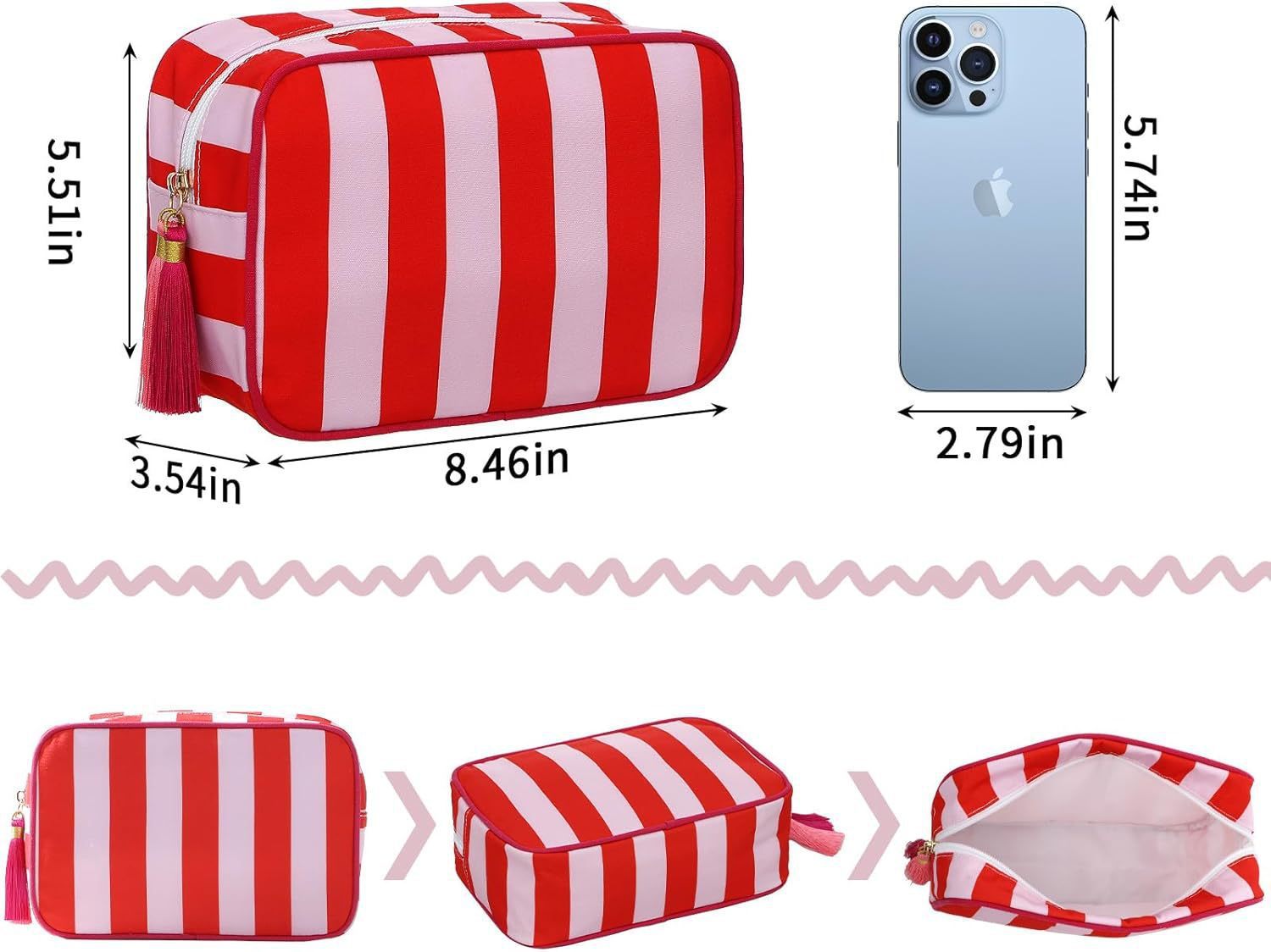 Customizable Design Lightweight 200G Compact 21.4 X 9 X 14 Cm Cosmetic Storage Bag Beauty Pouch