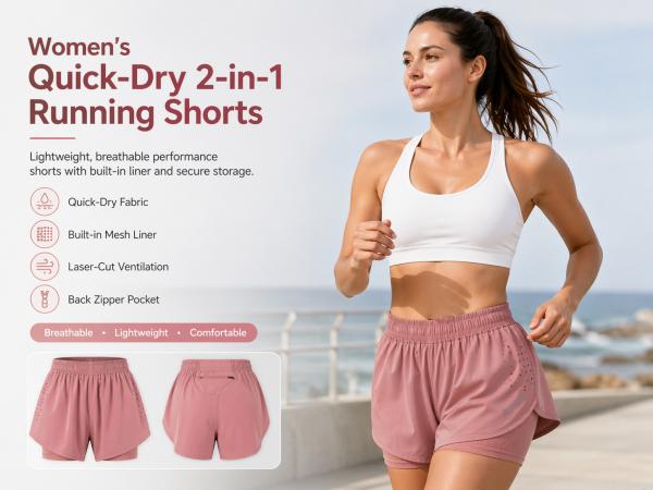 Women Perforated 2 in 1 Liner Running Shorts for Comfort and Breathability
