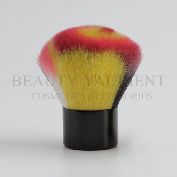 Colourful Hair Kabuki Makeup Brush For Powder Aluminum Handle
