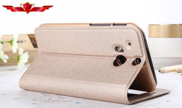 New Type HTC M8 Smart Sleep/Wake Up Leather Cases With Holder Call ID Display Good Quality