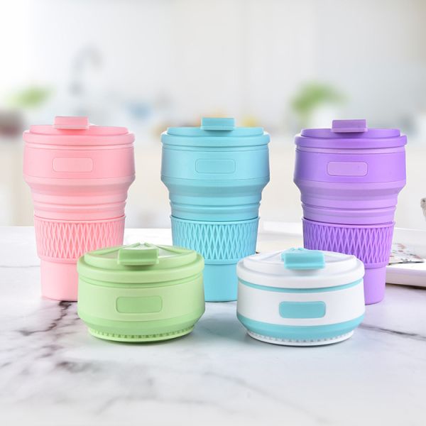 изготовление на заказ подарка кофейной чашки силикона бутылки 5.5*13cm 12oz Drinkware складное