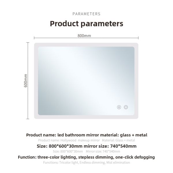 Smart Anti-Fog LED Wall Mount Vanity Mirror for Bathroom Decor Illuminated Makeup Mirror with Touch Sensor Switch