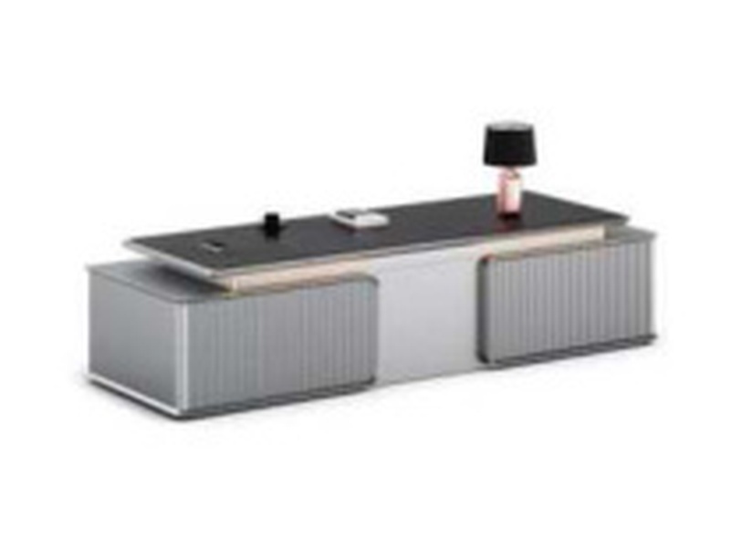 QUVIE Wine L Shaped Executive Office Desk Private Office Workspace Fitted Storage Leather Inlay