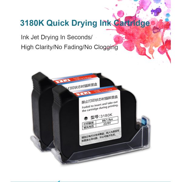 Demin 3180K Ink Cartridge 12.7mm Inkjet Black High Adhesion Ink Non-fading Fast Drying Printer Ink Used for Inkjet Printer