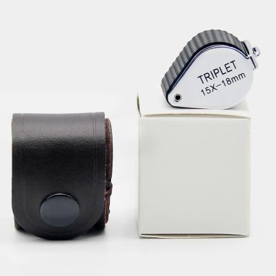 Lente Handheld lupa da joia de 18 milímetros com o envoltório da ampliação de couro de 15X