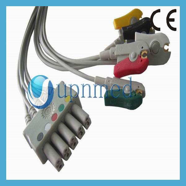 Drager Siemens 5 lead  ECG cabe with leadwires ,Euro-Style leads,Grabber/snap,TPU Cables,IEC,CE Mark