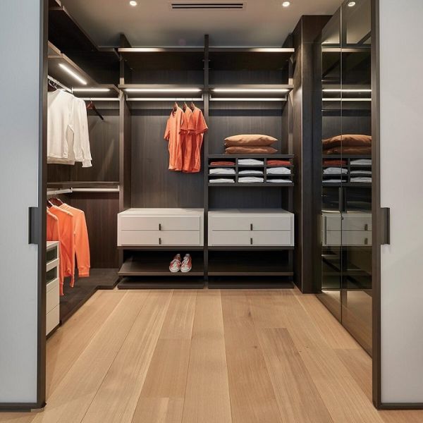 Modern PANEL Wood Style Walk-in Bedroom Wardrobe Closet for European Home Design