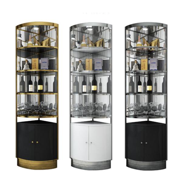 Stainless Steel Metal Frame Modern Wine Display Cabinet For Living Room