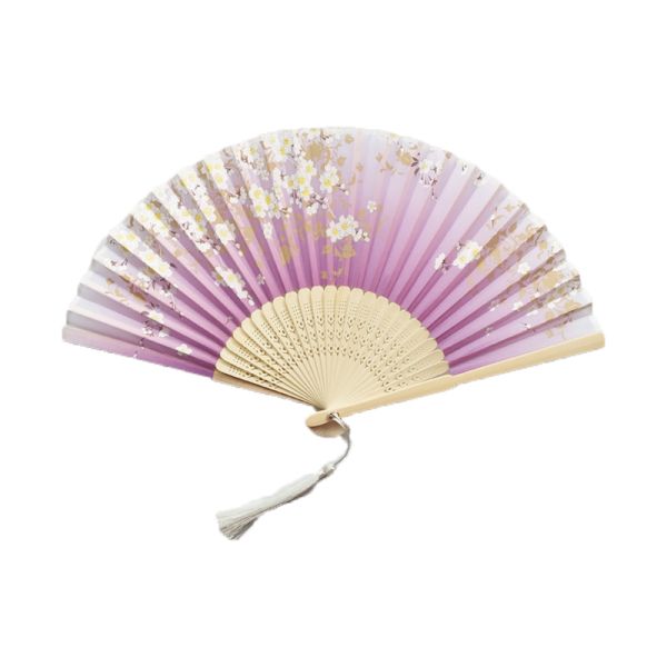 [I AM YOUR FANS] Chinese Flower Pattern Art Craft Gift Folding Fan Party Dance Ancient Style Clothing Hand Fan